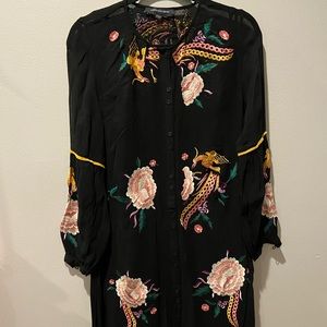 French Connection Black 2-Pieces Set Black Embroidered Dress VINTAGE